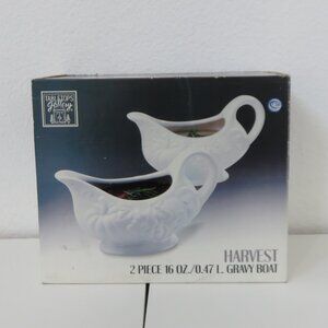 Tabletops Gallery Harvest Ceramic Gravy Boats 2 Piece Set ~ 16 OZ.